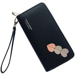 Black Wristlet Wallet with Heart Details NEW